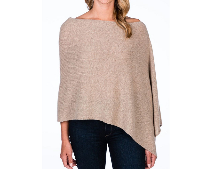 Asymmetric Cashmere Poncho